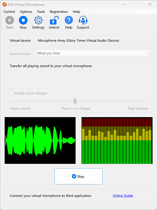 Screenshot of ZGZ Virutal Microphone