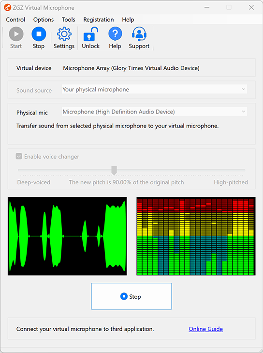 Screenshot of ZGZ Virutal Microphone